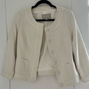 Banana Republic ivory cropped woven blazer